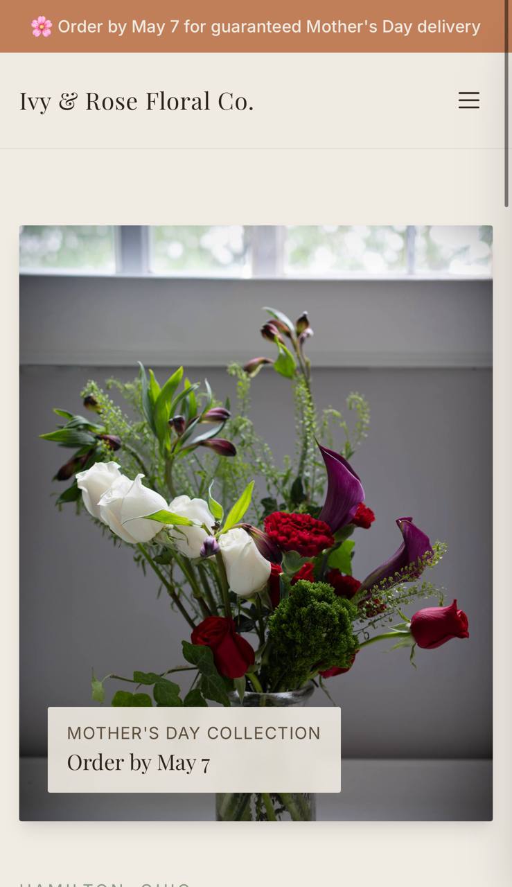 Ivy & Rose Floral Co. — Mother's Day bouquet